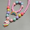 Nuevo collar pulsera para niños transfronterizo lindo unicornio arcoíris collar juego de joyería para niñas fabricantes mayoreo