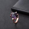 Anillo Transfronterizo Wish de Cristal Azul para Mujer Europeo y Americano Oro Rosa con Incrustaciones de Diamantes Amatista Gema Anillo Joyería Simple de Moda