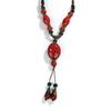Cadena de suéter que combina con todo, accesorios de ropa de otoño e invierno largos, collar étnico de cerámica retro de ambiente sencillo para mujer, joyería de falda
