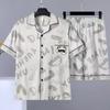 Pijama para Hombre Verano Manga Corta Shorts Talla Grande Para Gordos Adolescentes Cardigan Delgado Holgado Estudiantes de Secundaria Conjunto de Ropa para el Hogar