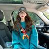 Sudadera Fina Retro Estilo Novio para Mujer de Primavera y Otoño, Top Casual Holgado de Dibujos Animados de Moda que Cubre el Vientre