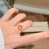 Anillo de Ámbar Natural, Anillo de Huevo de Paloma de Ámbar Marrón Dorado, Diseño Simple de Nicho para Mujeres, Anillo Abierto para Dedo Índice, Joyería Transfronteriza