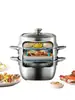 Panela Quadrada Multifuncional para Cozinhar no Vapor, Panela Tudo-em-Um para Cozinhar no Vapor e Cozinhar Legumes, Frutos do Mar e Bolinhos