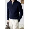 Nuevo suéter de punto POLO para otoño e invierno para hombre, estilo old money, media cremallera, textura de punto trenzado, venta al por mayor de fábrica transfronteriza