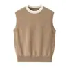 Suéter de Cachemira de Mongolia Interior para Mujer 100% Cachemira Pura Cuello Redondo Chaleco Capa Base Sencilla Ropa Interior Superior Otoño Fábrica de Origen