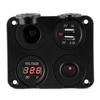 Panel Multifunción de Combinación de 4 Agujeros para Coche Modificado, RV, Yate, Panel de Cuatro Posiciones, Cargador de Coche con USB con Voltímetro 12V