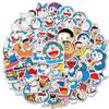 50 adesivos de grafite do gato Jingdang Doraemon de desenho animado japonês para mala de rodinhas, mala de viagem, adesivos de brinquedo de desenho animado à prova d'água