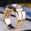 Anillo de diamantes clásico de alto carbono y alta simulación para hombre, imitación de moissanita chapado en oro, dominante, anillo de boda al por mayor