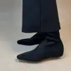 Botines Súper Elegantes para Mujer 2026 Nuevos Versátiles Estilo Commuter Gamuza Negra Cremallera Trasera Tacón Oculto Elásticos Ajustados
