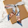 Bufanda de Seda Retro Francesa Primavera y Otoño para Mujer Lazo Largo para Bolso Cinta Flor de Lazo Estilo Extranjero Moda Diadema Larga Pequeña
