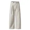Pantalones Casuales Retro Americanos 11Kn para Hombres y Mujeres, Estilo Old Money con Hebilla Diagonal, Corte Holgado, Pantalones de Pierna Ancha Rayados con Caída