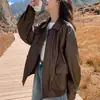 Estilo Coreano Elegante Fashionável Doce Cool Gola Lapela Casaco de Motociclista Feminino Outono Novo Solto Versátil Jaqueta de Couro Cardigan Top