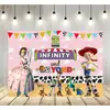 Telón de fondo de Toy Story de Dibujos Animados Suministros de Decoración para Fiesta de Cumpleaños Infantil Montaje de Escena Pancarta de Cumpleaños