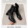 Botas de Tacón Alto con Punta Cuadrada Estilizadas para Mujer Tacón Grueso Francés Botines Cortos Retro con Cremallera Trasera Novedad Otoño 2025 Botas Elásticas de Moda