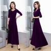 Vestido de veludo dourado transfronteiriço primavera outono inverno recém-chegado elegante longo gola redonda manga comprida cheongsam plus size feminino tendência de fundo
