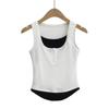 Americana Hot girl sexy contraste cor falso colete de duas peças feminino 2024 Verão elástico empilhado sling Net cintura vermelha top apertado