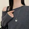 Collar Largo Desplegable Minimalista Coreano de Croissant y Donut para Mujer, Cadena de Suéter de Lujo Ligero de Nicho de Gama Alta