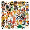 50 Piezas de Divertidas Decoraciones de Animales de Dibujos Animados Transfronterizas para Diarios, Refrigeradores, Juguetes, Computadoras, Tabletas y Fundas de Teléfono Impermeables