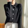 Nuevo top sencillo de punto, polo básico casual para mujer, holgado de manga larga, adecuado para otoño e invierno, blanco