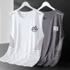Novo Colete Esportivo de Secagem Rápida para Homens, Camiseta sem Mangas de Seda de Gelo Soltinha para Treinamento Físico, Corrida, Basquete, Regata Estilo Americano