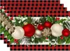 Manteles navideños transfronterizos 4 juegos de platos de cena tazas con tapetes termoaislantes Manteles decorativos para la atmósfera de las fiestas navideñas
