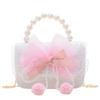 Nuevo Bolso Infantil Moda Bolso de Mano de Perlas Dibujo Animado Lindo Lazo Bolso de Hombro Cadena Bandolera Bolso Pequeño