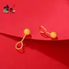 Aretes de Gancho Curvo con Cuentas de Arena Dorada Vietnamita y Brillo Esmerilado Estilo Coreano Simples y de Moda Fabricante de Aretes para Mujer Venta al por Mayor