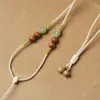 Colar cordão unissex de contas de jade fino e ajustável, feito à mão, com pingente de jadeíta e ágata, cordão para pendurar na clavícula