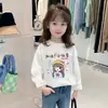 Camiseta de Algodão Puro para Meninas de Manga Longa, Estilo Infantil com Gola Redonda para Primavera, Outono e Inverno, Nova Camisa Base para Roupa Externa, Top Estilo Ins