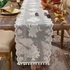 Toalha de mesa e caminho de mesa de renda branca estilo ins transfronteiriço de Natal, capa de tecido decorativa para casa de férias para mesas de centro e balcões, luxo leve
