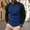 Camiseta de Retazos de Manga Larga para Hombre, Nueva de Otoño, Europea y Americana, Impresión 3D, Deportiva Casual, Sudadera, Camiseta de Cuello Redondo