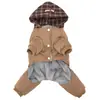 Nuevo abrigo de algodón a cuadros con capucha de cuatro patas transfronterizo para perros pequeños y medianos, abrigo cálido de otoño e invierno, ropa para mascotas para perros
