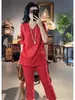 Nuevo traje de lino estilo chino para verano, con top holgado de botones al frente y aberturas laterales, y pantalones casuales cortos, conjunto de dos piezas