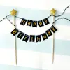 Banner FELIZ Pastel Inserto de Bandera FELIZ Cumpleaños Estrella de Cinco Puntas Polvo Dorado FELIZ Bandera Decorativa para Postre