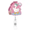 Porta-crachá retrátil divertido, clipe de crachá em formato de coração rosa feminino, fecho de puxar fácil, adequado para decoração de escritório e local de trabalho transfronteiriço
