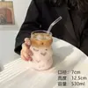 Paquete Seguro Transfronterizo Taza con Forma de Nube para Café y Jugo con Popote, Taza Chubby Espiral de Alto Borosilicato para Bebidas Frías
