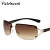 Nuevos lentes de sol europeos y americanos sin montura de diamantes, moda retro, cuadrados de metal, tendencia, calle, forma cóncava