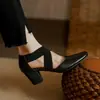 Versão em Pele de Ovelha~Sapatilhas Retro com Tiras Cruzadas para Mulheres, Sandálias de Bico Fechado, Saltos Altos Quadrados para Mulheres, Sapatos Mary Jane com Salto Grosso
