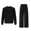 Conjunto Europeo y Americano para Mujer Otoño 2026 Top de Manga Larga con Cuello Redondo Pantalones Largos de Cintura Elástica Pierna Ancha Conjunto Casual