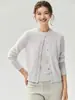 2026 Nuevo Otoño Invierno Versátil Cardigan de Punto de Seda Cachemira Manga Corta Conjunto de Dos Piezas Abrigo Suéter con Botones para Mujer