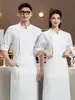 Uniforme de chef de color sólido de alta calidad, manga de tres cuartos, para hombres y mujeres, personal de cocina y catering, para todas las estaciones, hotel, manga media, comedor, restaurante