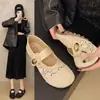 Zapatos de mujer de malla de encaje estilo francés con cuentas doradas pequeñas, zapatos Mary Jane huecos transpirables, nuevos zapatos de malla de verano 2026