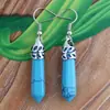Pendientes de moda de personalidad de joyería europea y americana cristal natural punta única bala gema natural columna hexagonal pendientes al por mayor