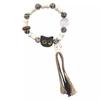 Pulseira de Cerâmica Gato Caveira Mimi Desenho Animado Feminina Design de Nicho Corda Trançada Retrô Pulseira de Contas Acessórios