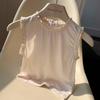 Chal de estilo coreano para niña de verano, suave y elástico, nueva versión coreana 2026, camiseta sin mangas de encaje estilo japonés para niño pequeño, moderna