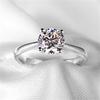 Anel de diamante simples de quatro garras, estilo coreano, clássico, moda, anel de diamante, banhado a platina, moda aberta, anel de casamento de diamante, atacado