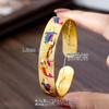 Popular Pulseira de Ouro Sand Vietnamesea Estilo Palácio Retro com Óleo Gotejado Folha de Lótus Carpa Peônia Pavão Pulseira Joia de Mão para Mulheres