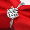Anillo de diamante cultivado en laboratorio para mujer, aproximadamente 1 quilate, talla H & A, seis garras, incrustación, anillo de boda de lujo, regalo de cumpleaños