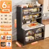 Prateleira de cozinha multifuncional, aparador de múltiplos andares autônomo com portas duplas, armário de armazenamento para micro-ondas, novo modelo prático