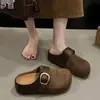 Versión de Piel de Vaca Suela Gruesa Super Suave Sensación Acolchonada Zapatos Birkenstock para Mujer Mocasines sin Cordones Persona Perezosa Mocasines Planos Punta Cerrada Medias Zapatillas
